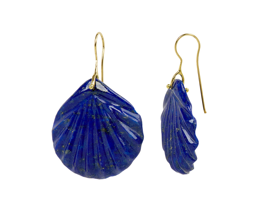 Lapis Fan Stone Earrings