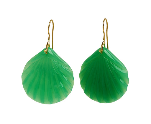 Chrysoprase Fan Stone Earrings