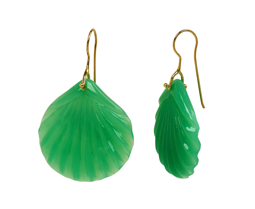 Chrysoprase Fan Stone Earrings