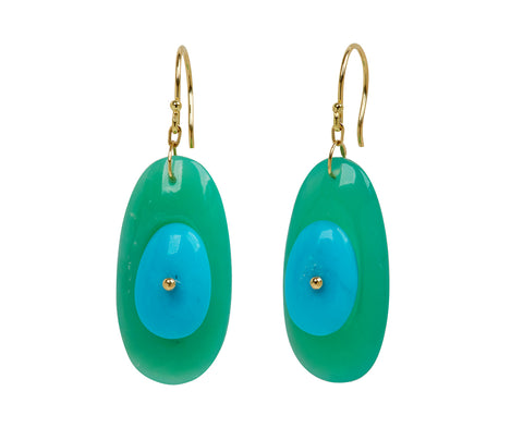 TenThousandThings Chrysoprase and Turquoise New Button Earrings