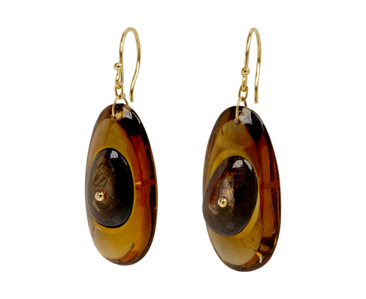 TenThousandThings Citrine and Honey Sapphire New Button Earrings