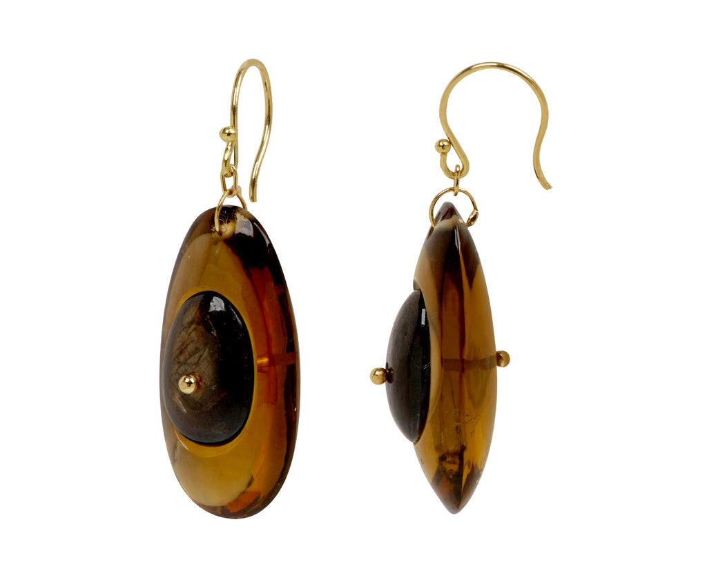 TenThousandThings Citrine and Honey Sapphire New Button Earrings - side