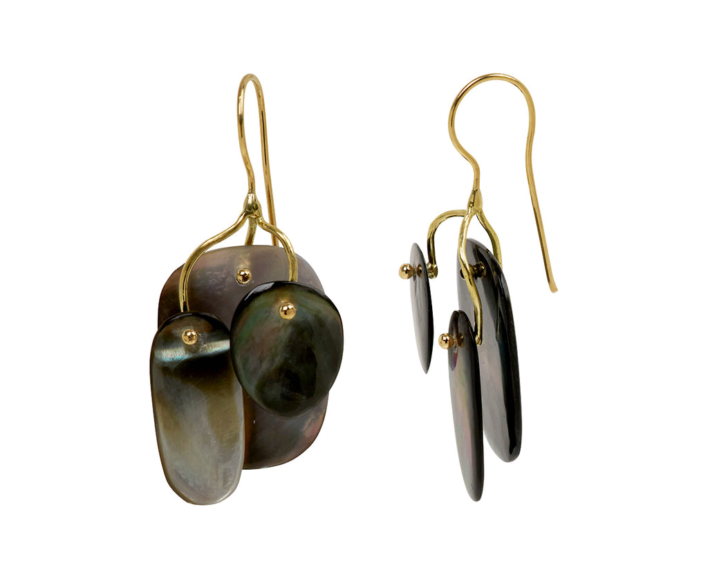 TenThousandThings Black Mother-of-Pearl Tiny Mobile Earrings - side