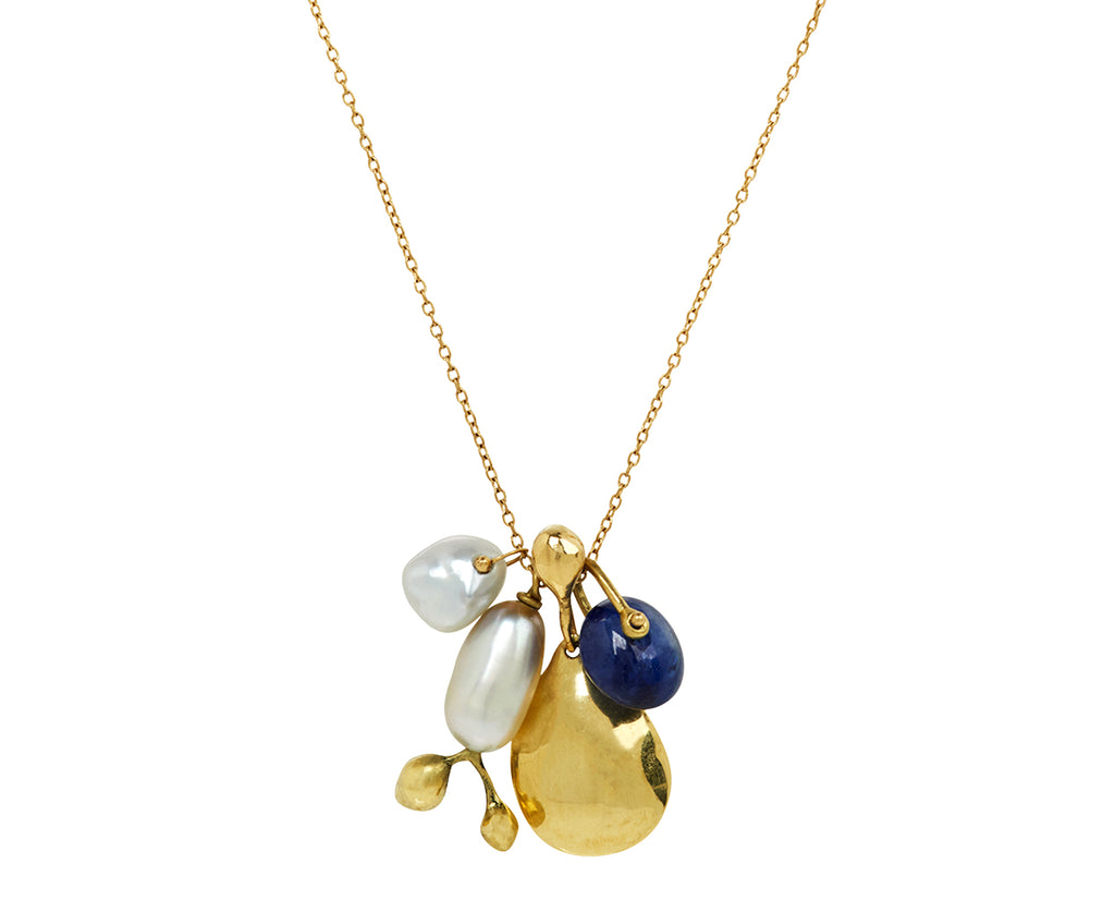 TenThousandThings Emerald, Pearl and Sapphire Charm Necklace - Back View