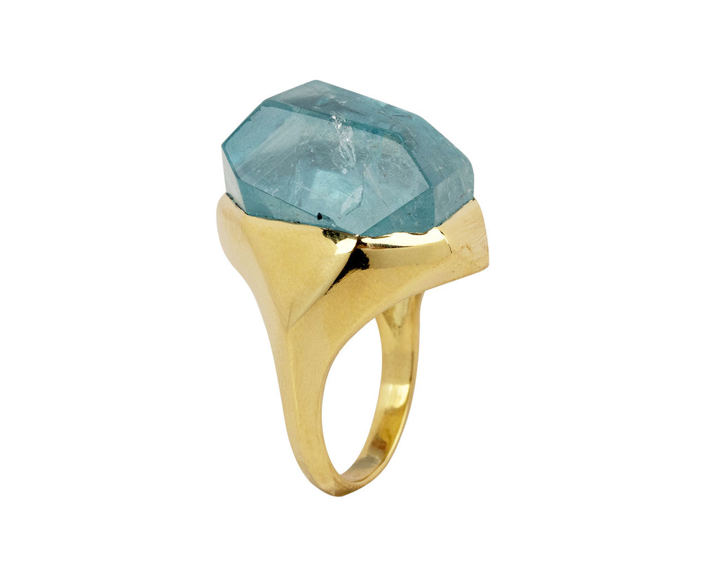 Faceted Aquamarine Ring