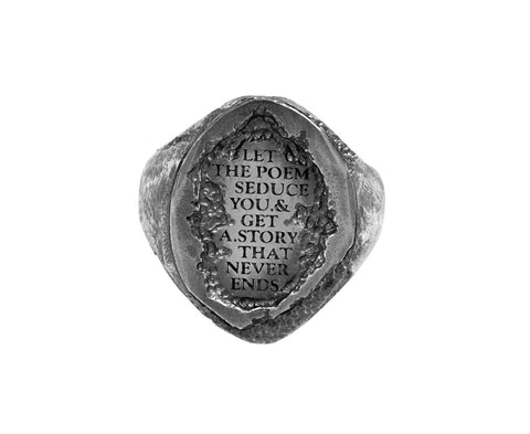 Silver Let the Poem Seduce You Signet Ring