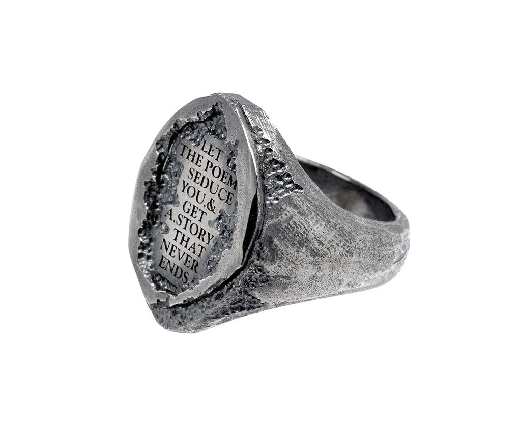 Silver Let the Poem Seduce You Signet Ring