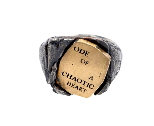 Silver and Gold Ode of a Chaotic Heart Signet Ring
