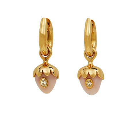 Brazilian Opal Strawberry Carriage Hoop Earrings - TWISTonline 