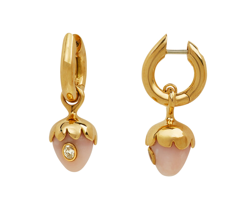 Brazilian Opal Strawberry Carriage Hoop Earrings - TWISTonline 