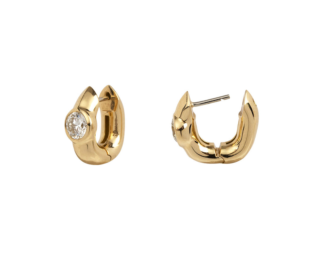 Uniform Object Diamond Dusk Huggie Hoops Latch Open