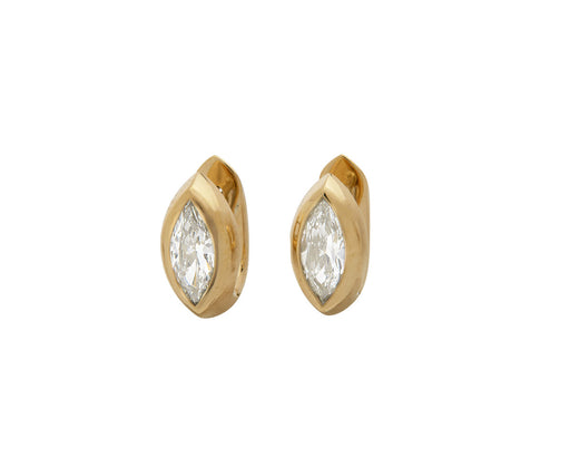 Marquise Diamond Tusk Huggie Hoop Earrings