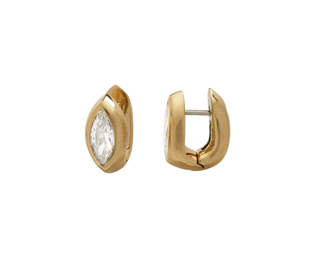 Marquise Diamond Tusk Huggie Hoop Earrings