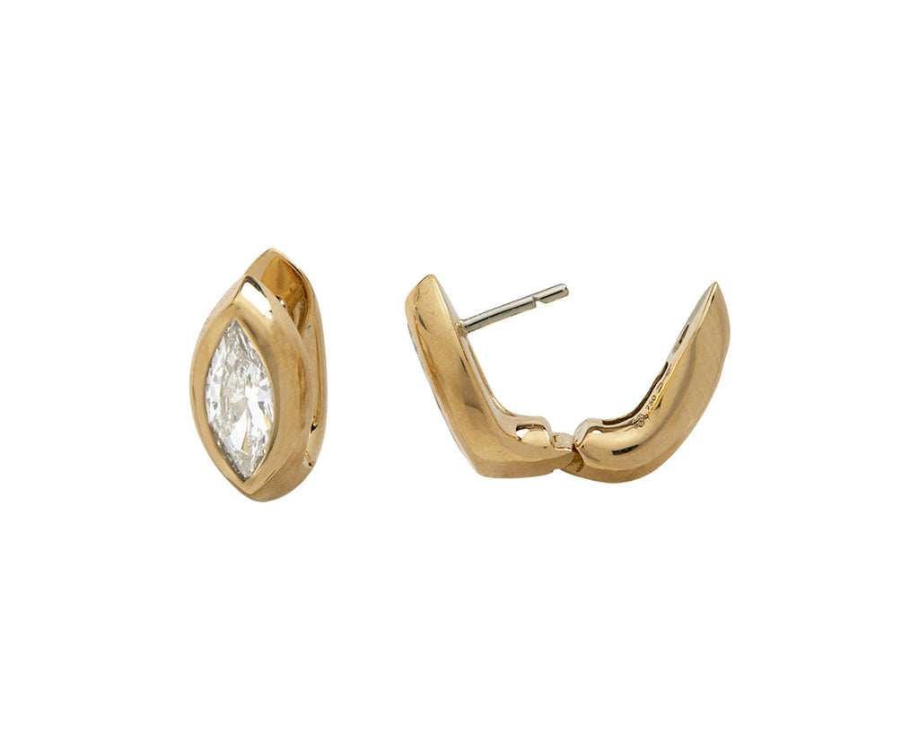 Marquise Diamond Tusk Huggie Hoop Earrings
