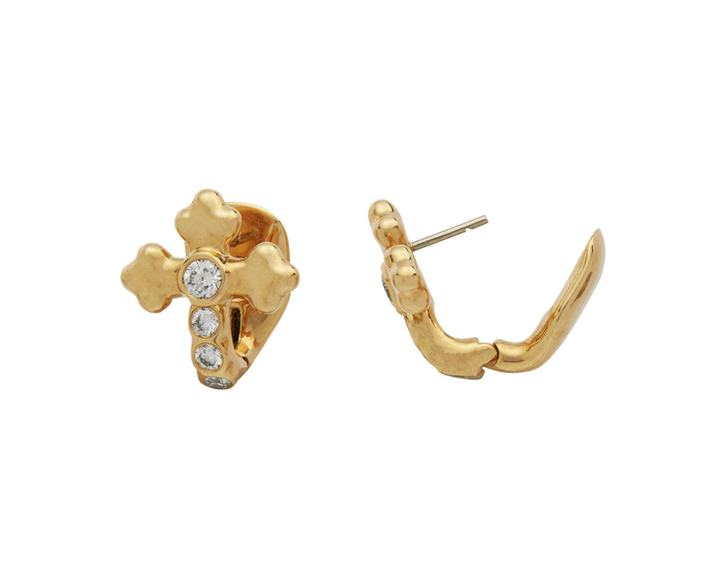 Gold cross huggie earrings deals