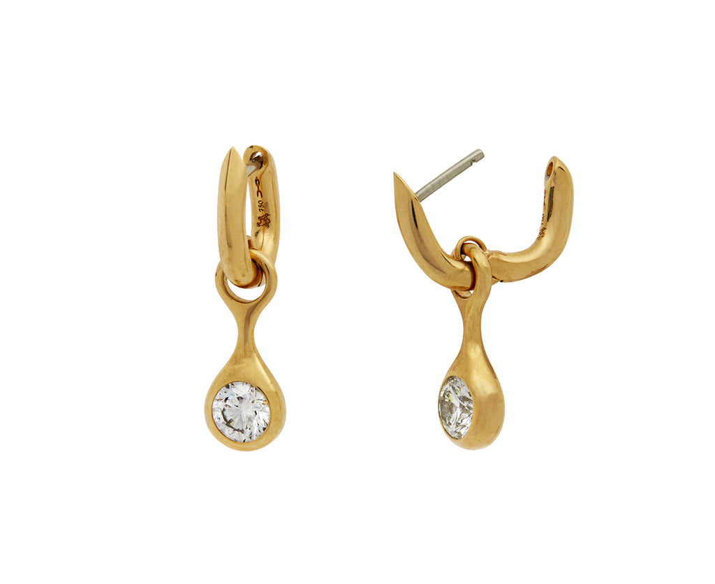 Round Diamond Carriage Huggie Hoop Earrings