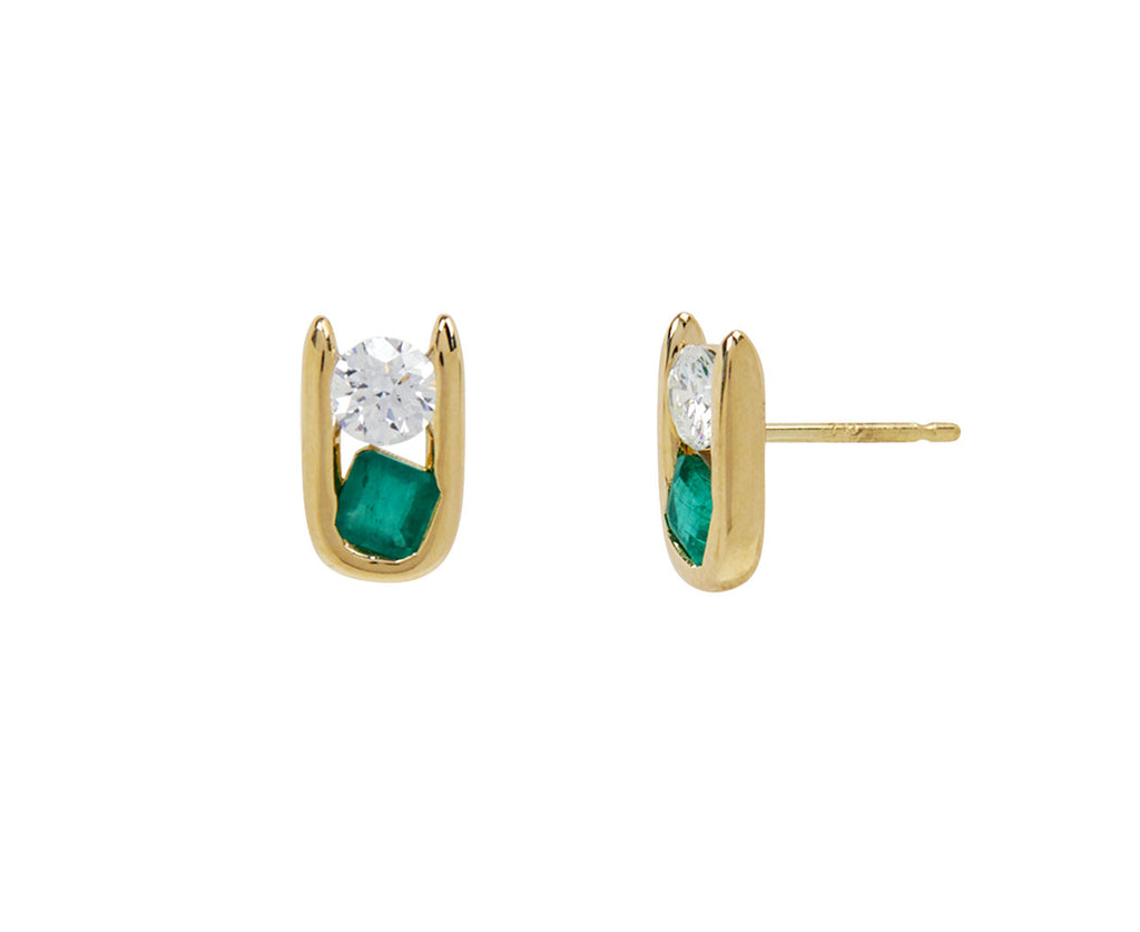 Emerald and Diamond Major Impact Stud Earrings