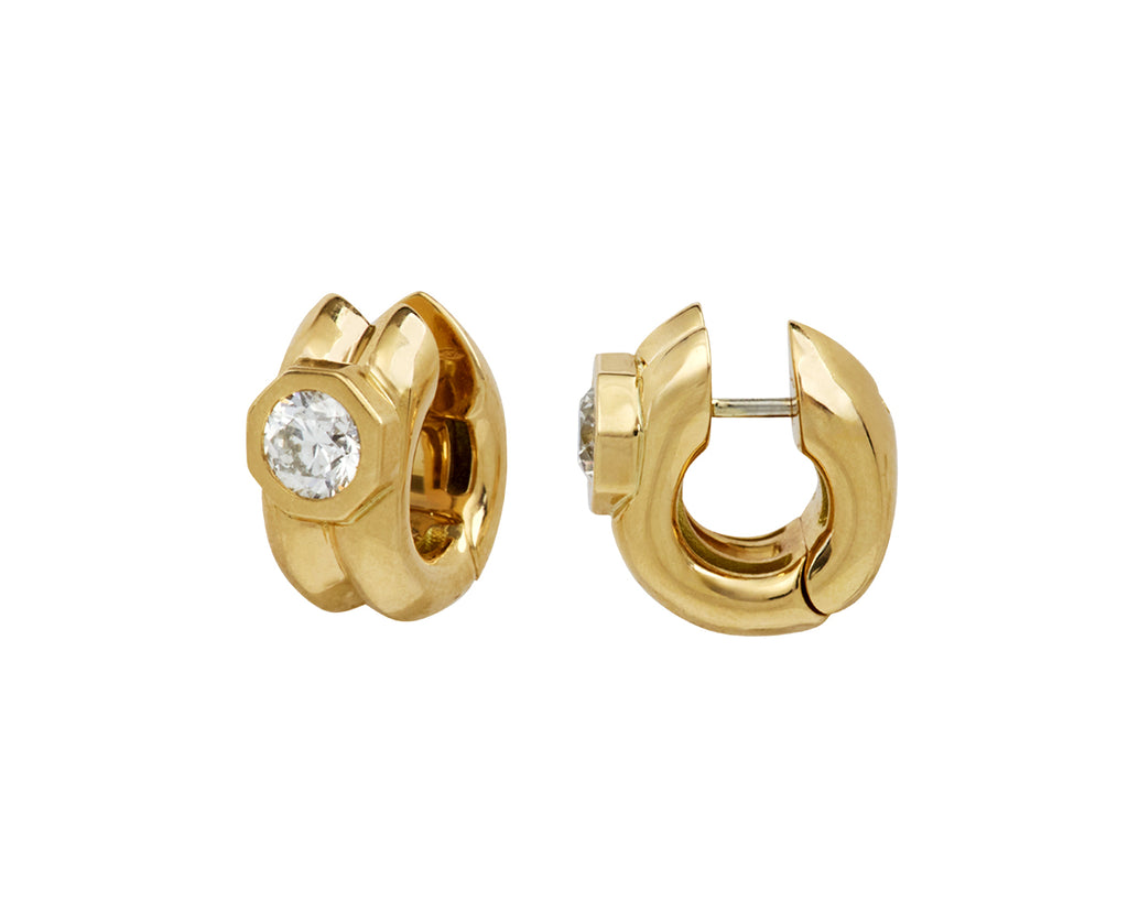 Round Diamond Machina Huggie Earrings