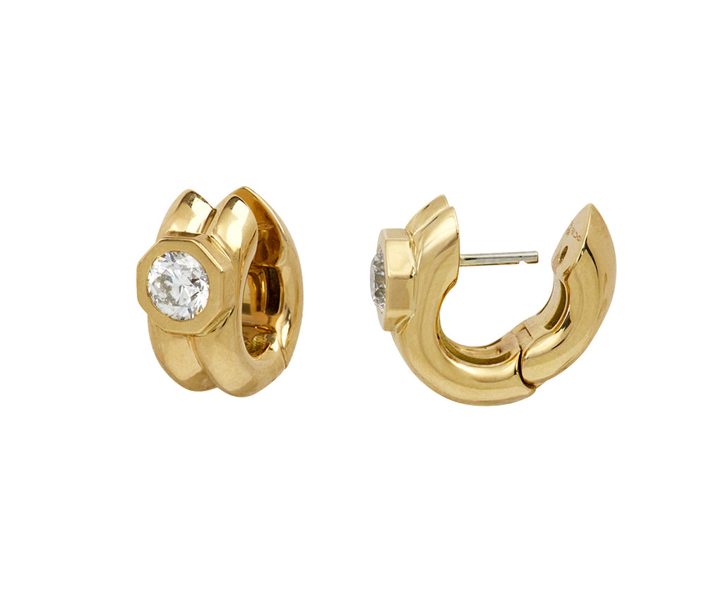Round Diamond Machina Huggie Earrings