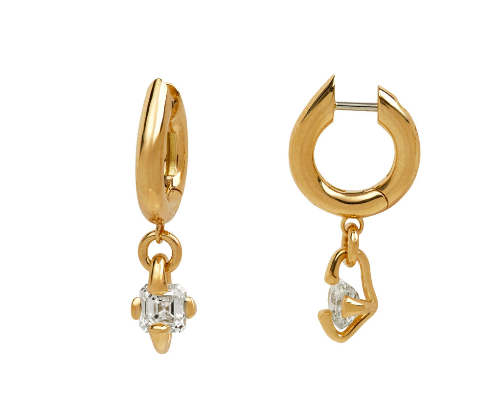 Asscher Diamond Mantle Carriage Hoop Earrings