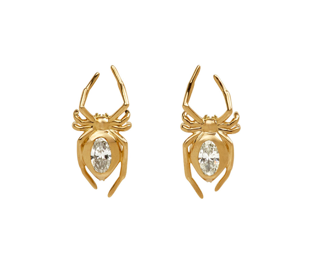 Oval Diamond Spider Earrings