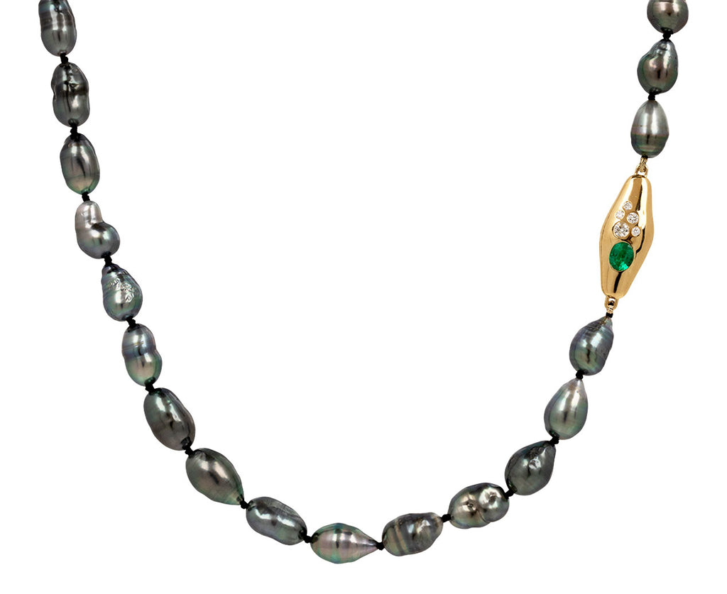 Tahitian Pearl Emerald and Diamond Mini Vessel Necklace
