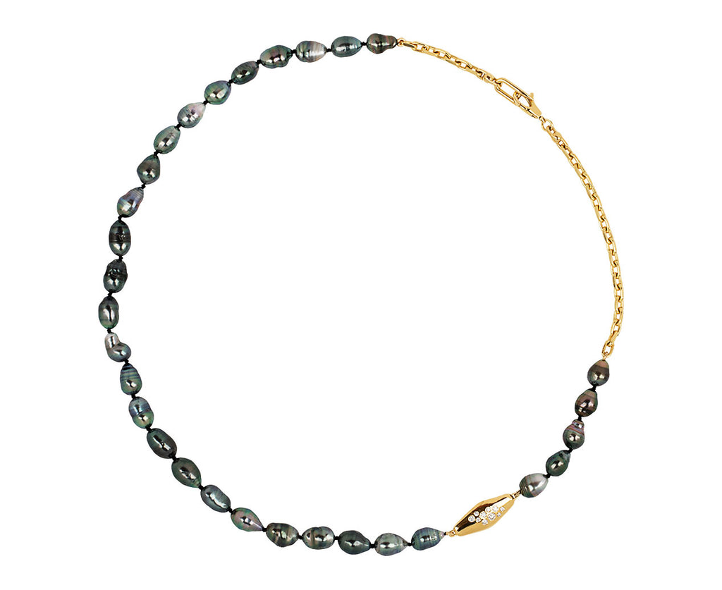 Tahitian Pearl Emerald and Diamond Mini Vessel Necklace