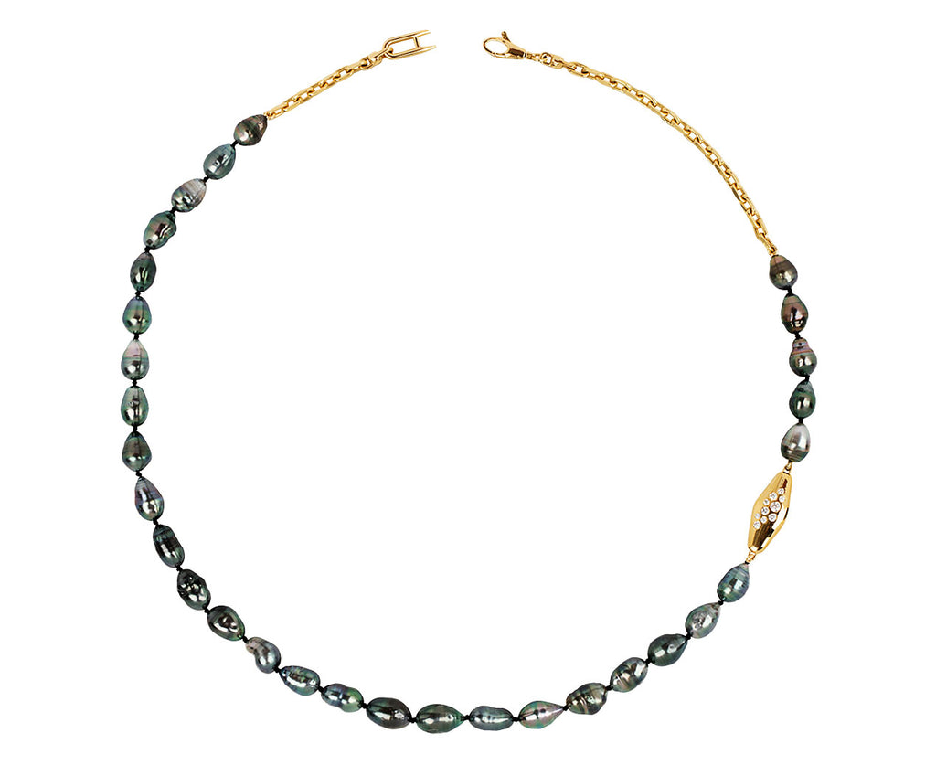 Tahitian Pearl Emerald and Diamond Mini Vessel Necklace