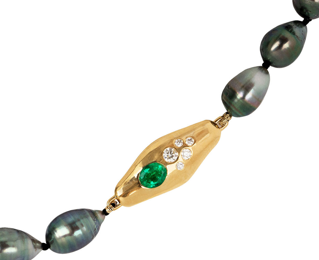 Tahitian Pearl Emerald and Diamond Mini Vessel Necklace