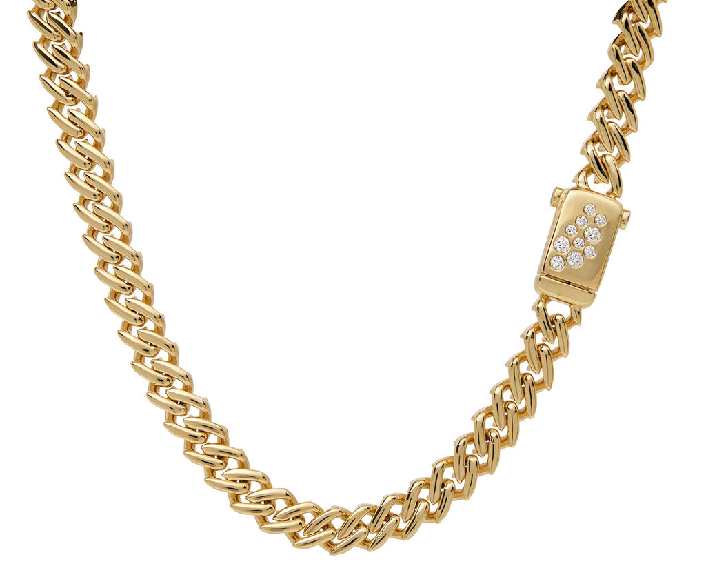 Heavy Curb Chain Diamond Clasp Necklace