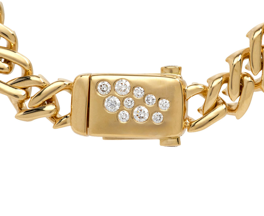 Heavy Curb Chain Diamond Clasp Necklace