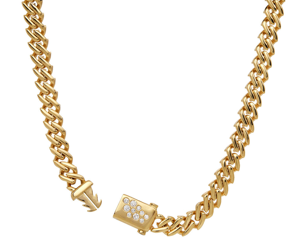 Heavy Curb Chain Diamond Clasp Necklace