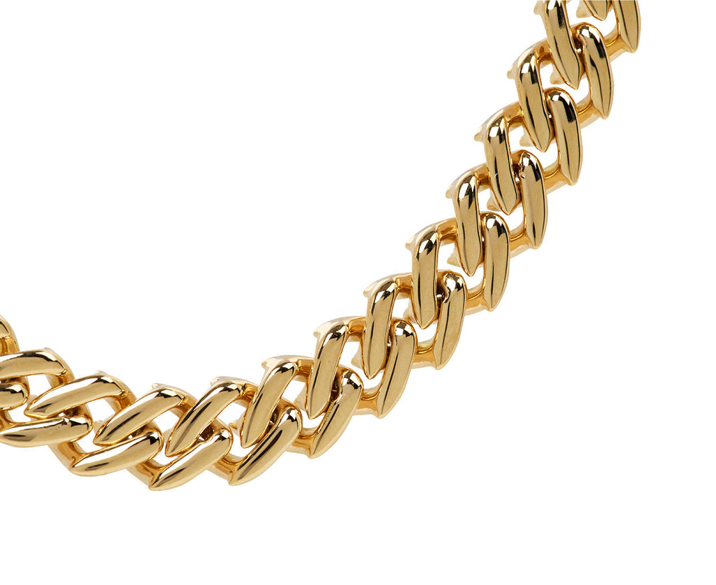 Heavy Curb Chain Diamond Clasp Necklace