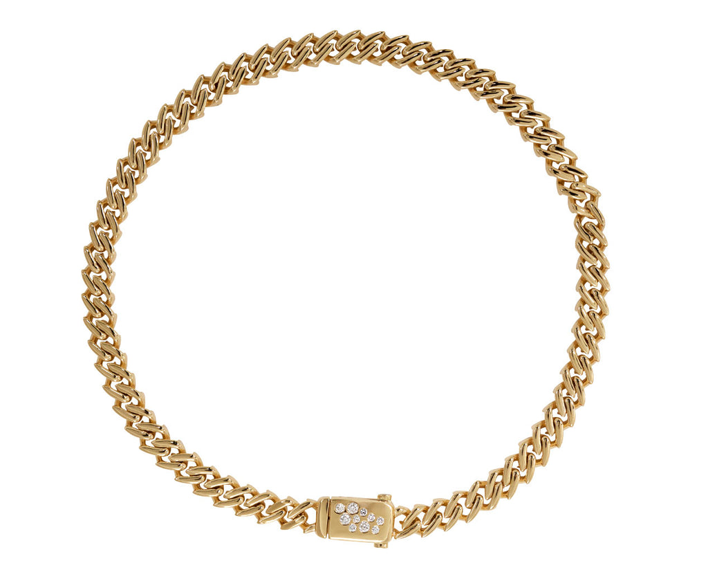 Heavy Curb Chain Diamond Clasp Necklace