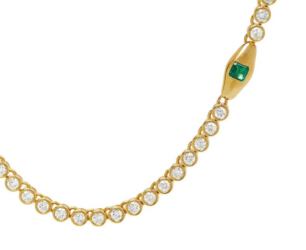 Asscher Cut Emerald and Diamond Vessel Tennis Necklace