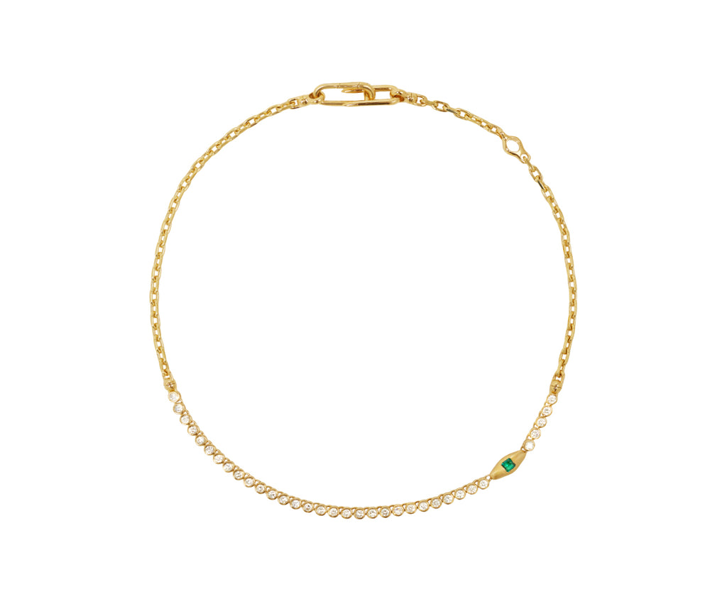 Asscher Cut Emerald and Diamond Vessel Tennis Necklace