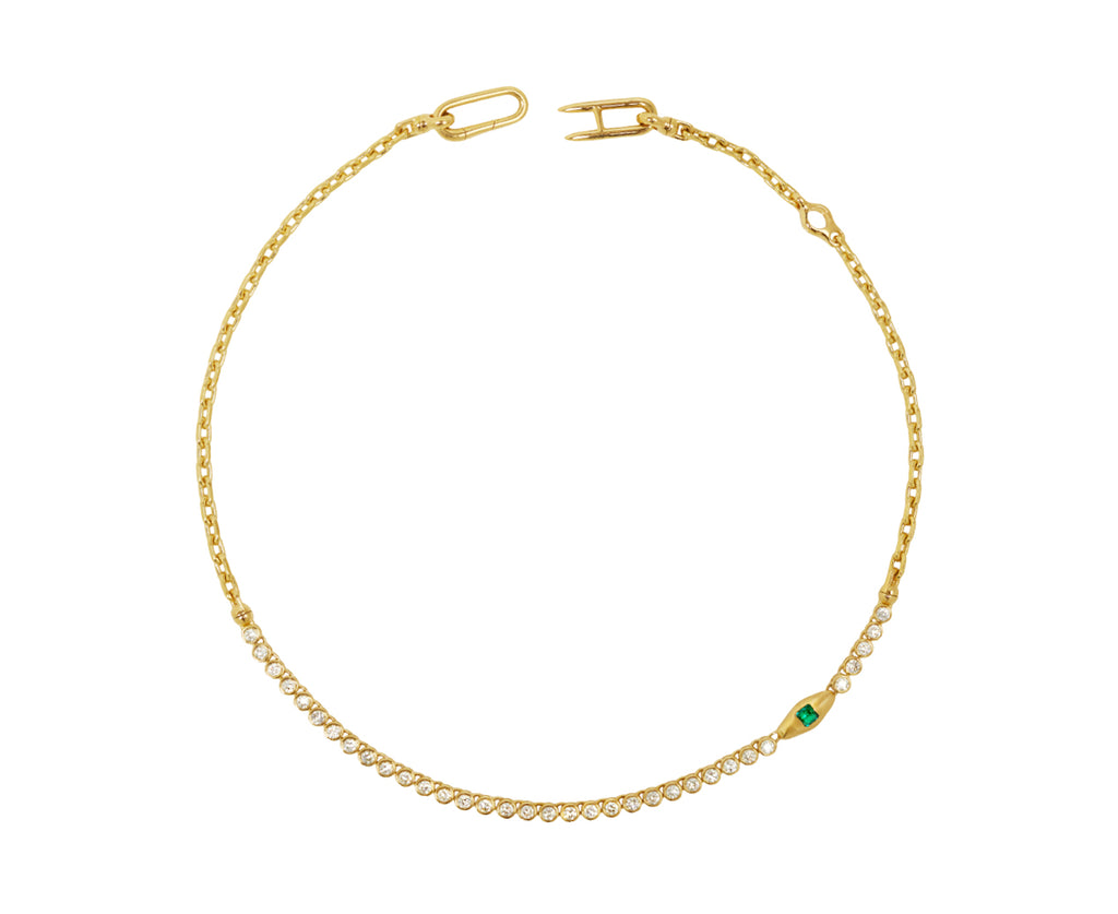 Asscher Cut Emerald and Diamond Vessel Tennis Necklace