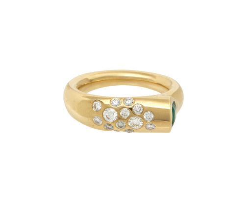 Emerald and Diamond Pinky Battery Ring