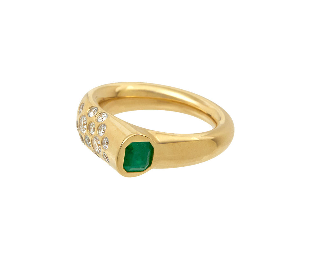 Emerald and Diamond Pinky Battery Ring