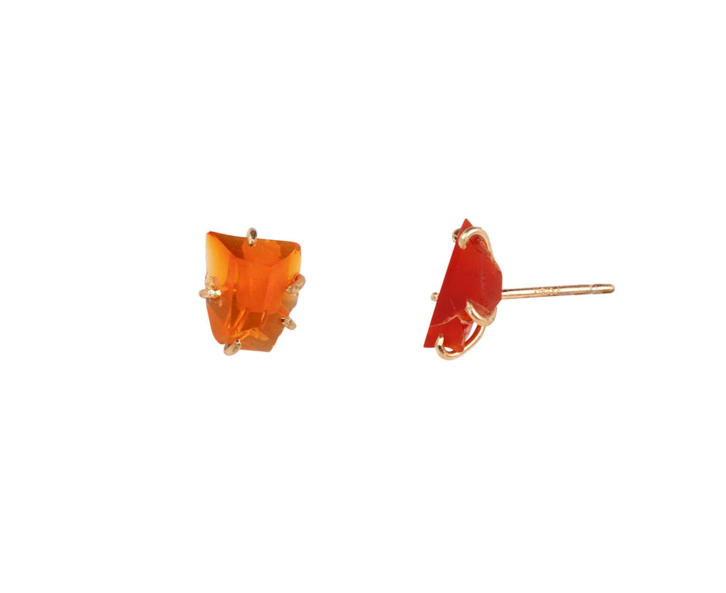 Variance Objects Mexican Fire Opal Stud Earrings - Side View