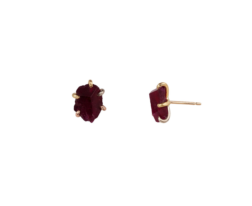 Variance Objects Large Ruby Stud Earrings - Side view