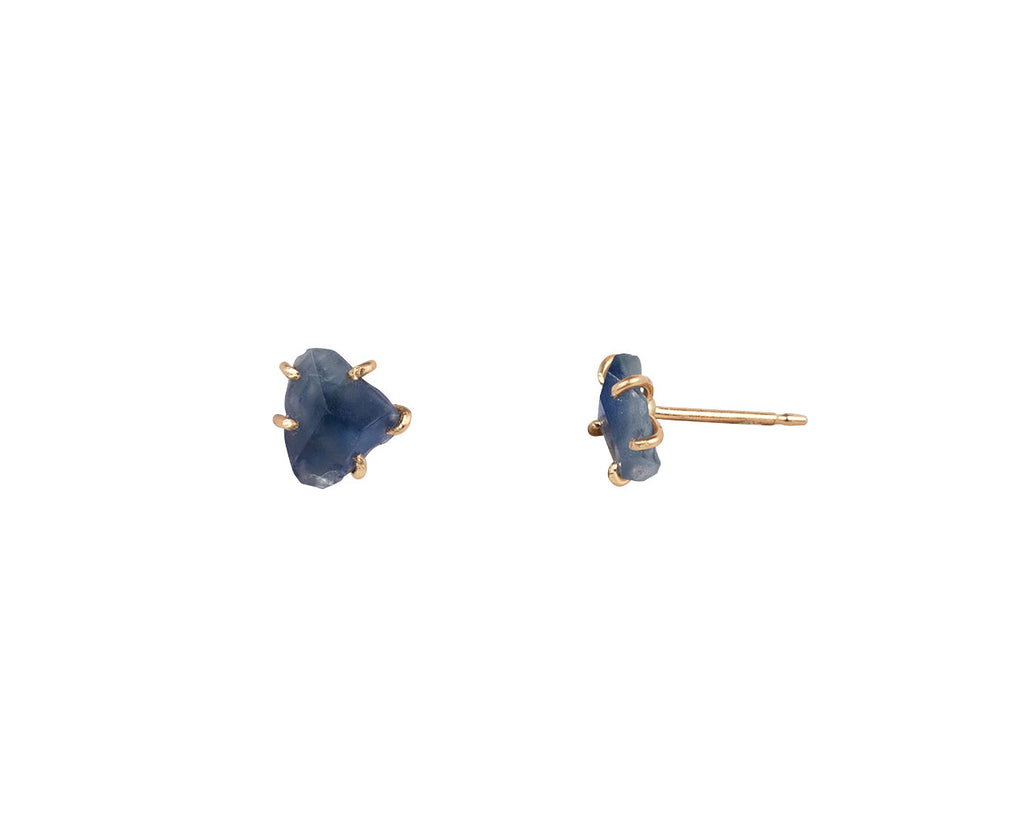 Variance Objects Blue Sapphire Claw Stud Earrings - Side View