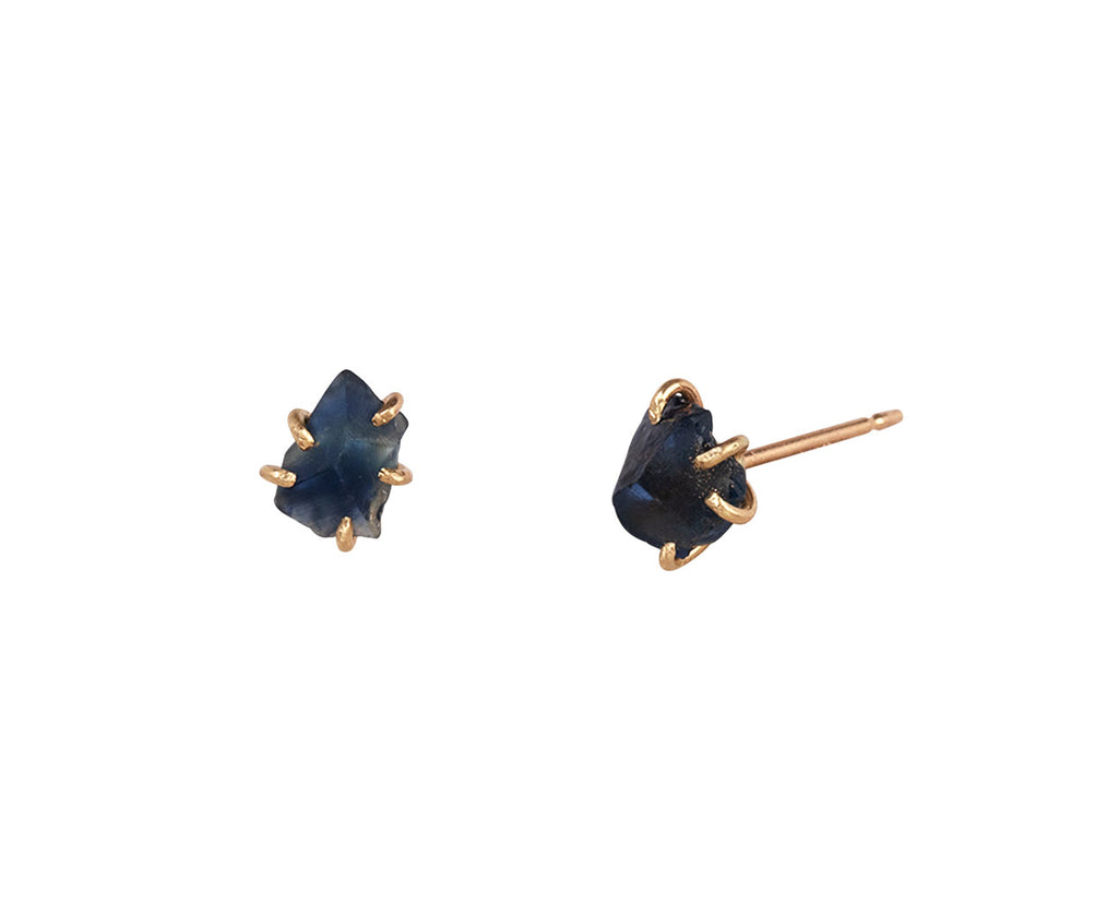 Variance Objects Blue Sapphire Stud Earrings - Side View