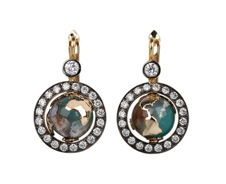 Diamond and Aquaprase Earth Earrings
