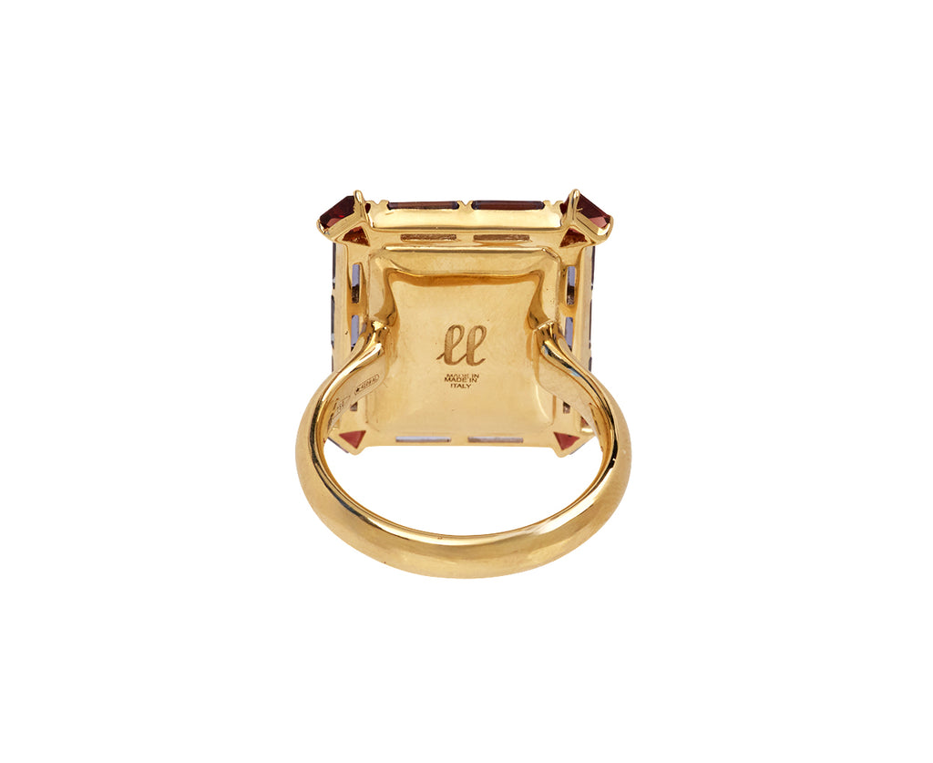 Iolite and Rhodolite Cameo Ring