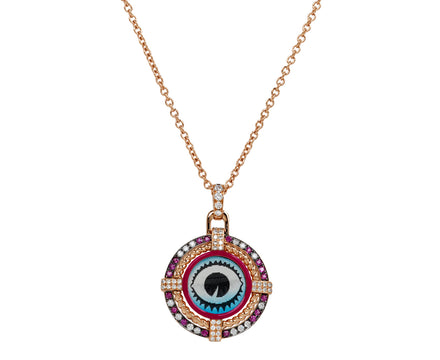 Eye See You Pink Sapphire Pendant Necklace