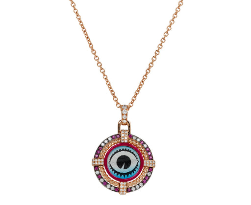 Eye See You Pink Sapphire Pendant Necklace