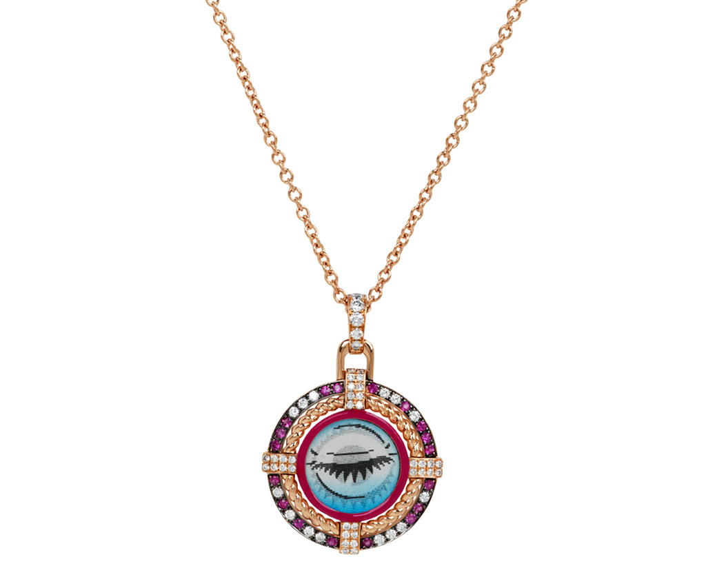 Eye See You Pink Sapphire Pendant Necklace