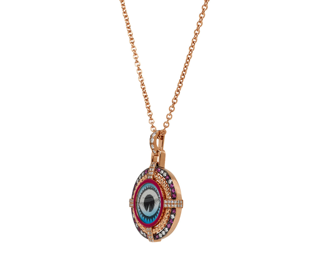 Eye See You Pink Sapphire Pendant Necklace