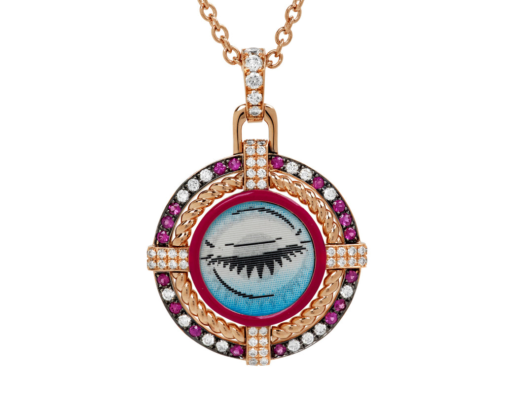 Eye See You Pink Sapphire Pendant Necklace